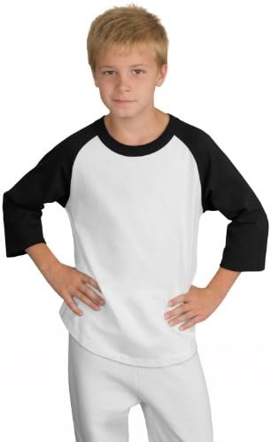 Sport-Tek YT200 Youth Colorblock Raglan Jersey - White/Black - M