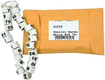Pigeon Numbered Leg Bands White Size 5 Numbered 76-100