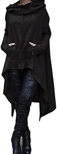 JudyBridal Womens Long Pullover Hoddie Long Sleeve Hooded Sweatshirts Sweater Top Jacket M Black