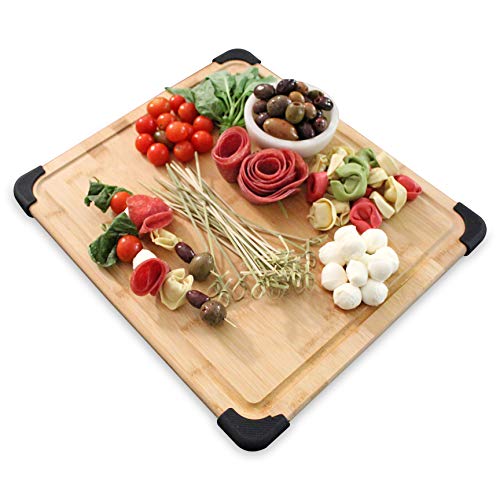 Extra Large Premium Organic Bamboo Kitchen Cutting Board & Chopping Board with Juice Groove, Non-Slip Bamboo Cutting Board & Serving Platter for Meats (Butcher Block), Cheeses, Vegetables - Heavy Duty - Thumbnail 3