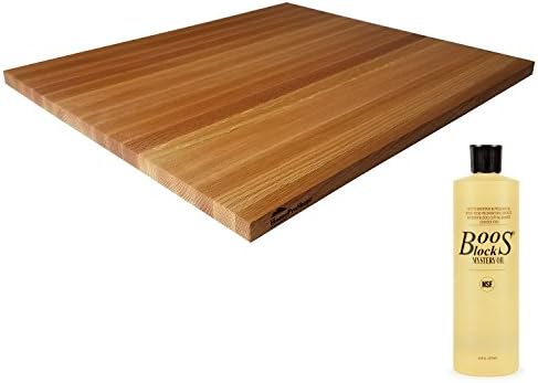 HomeProShops Wood Butcher Block Cutting Board - 3/4" x 18" x 21" - w John Boos MYSB Mystery Oil 16 oz Bottle Included - Solid Red Oak - Reversible