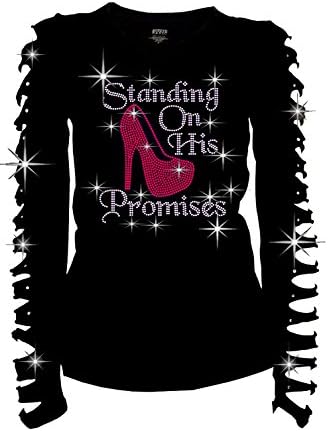 Fashion2ne1 Standing On His Promises Rhinestones T-Shirt Ripped Cut Out Pink Long