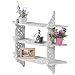 MyGift 26 Inch Wall Mounted 3-Tier WPC Wood Floating Shelves with Scrollwork Cutout Design, White