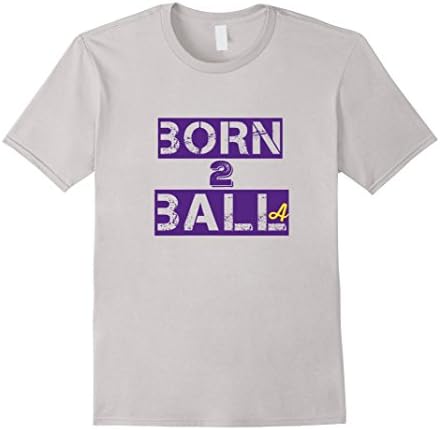 Mens Born 2 Ball Shirt, Basket Ball Tshirt, Novelty Tee 2XL Silver