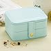 Jewelry Organizer Box-Nasion.V Travel Portable Jewelry Storage Case Accessories Holder Pouch Bulit-in Mirror with Environmental Faux Leather for Earring,Lipstick,Necklace,Bracelet,Rings Light Blue