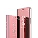 HMTECHUS Enjoy 8 case Honor 7C Case Design View Slim Luxury Shiny Electroplate Plating Mirror Full Body Protective Flip Folio Stand Cover for Huawei Y7 2018 / Y7 Prime 2018 PU Mirror:Rose Gold MX