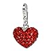 SilberDream Glitter Charm Swarowski Elements fiery heart, red shiny 925 Sterling Silver Charms Pendant for Charms Bracelet, Necklace or Earring GSC304