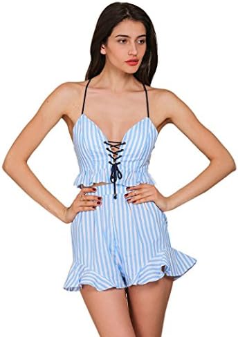 NOMENI Women Clubwear V-Neck Playsuit Bodycon Party Jumpsuit Romper Trousers (M)