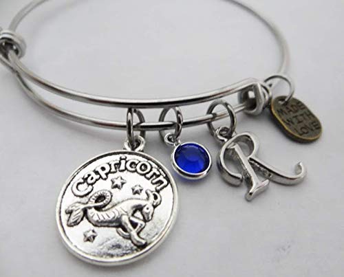 Zodiac Sign Bracelet Personalized Initial And Birthstone Bracelet