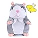 Wenasi 1 Pcs Talking Hamster Plush Toy Sound Record Repeats What You Say Plush Animal Toy for Kids (Grey)