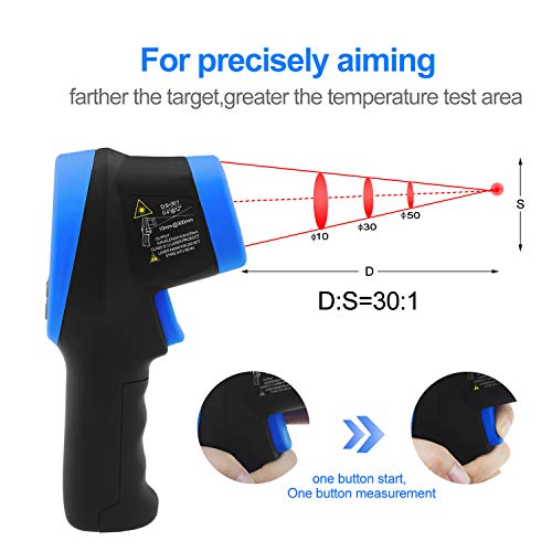 Infrared Thermometer,-58℉- 2732℉ (-50℃ to 1500℃),30:1 Distance Spot Ratio,AP-2732 Non-Contact Digital Double Laser Pointers and Flashlight FDA IR Temperature Gun(Black-2732)