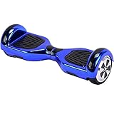 UL2272 Certified Bluetooth Capable Smart Self Balancing Hoverboard Personal Adult Transporter with LED Light- Chrome Blue