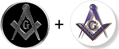 Square-and-Compasses Co. All Metal Motorcycle "BlueLodge" Black Silver 2" Auto Emblem Auto Badge Car Emblem Masonic Free Mason Freemason with bonus 2" paper sticker label