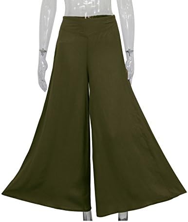EBUYTIDE Women's Cotton Casual Loose Elastic Waist Wide Leg Palazzo Pants Large(Army Green)