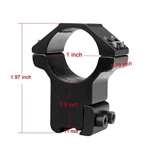 Modkin 1 Inch Dovetail Scope Rings, High Profile Scope Mount for 11mm