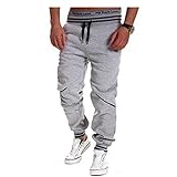 Keybur Men's Harem Casual Baggy Hiphop Dance Jogger Sweatpants Trousers (Asia Size XXL-US Size L, Gray)