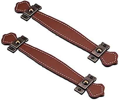 FirstDecor 2pcs Retro PU Learther Wardrobe Shoebox Drawer Handles, Briefcase Suitcase Pulls Knobs,Wine Cabinet Wooden Box Pulls Handles,Furniture Hardware