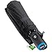 Tadge Goods Windproof Travel Umbrella with Automatic Open/Close (Black) Repel Rain Resistant Canopy with Teflon Coating | Wind Proof Durability | Includes Carry Bag