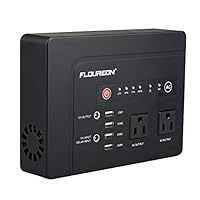 floureon Portable Power Station Solar Generator Backup Power Supply, Portable Power Emergency Backup Lithium Battery 200W 146wh/42000mAh with 110V AC Outlet 2 DC Output 4 USB Output LED Flashlight.