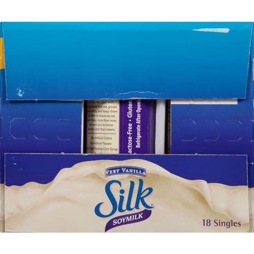SILK SHELF-STABLE SOYMILK SINGLES, VERY VANILLA, DAIRY-FREE, VEGAN, NON-GMO PROJECT VERIFIED, 8 OZ., 18 PACK