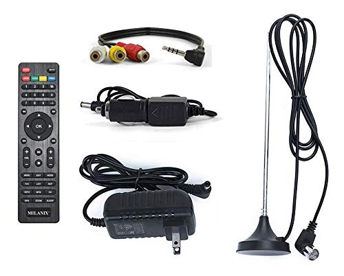 Milanix 14" Portable Widescreen Television Battery Powered LED HD TV with HDMI, VGA, USB/SD, RCA, FM, Built in Digital Tuner, AV Inputs, and Remote Control