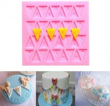 UR Bakeware 3D Flag Shape 26 English Letters Mould Silicone Cake Mold