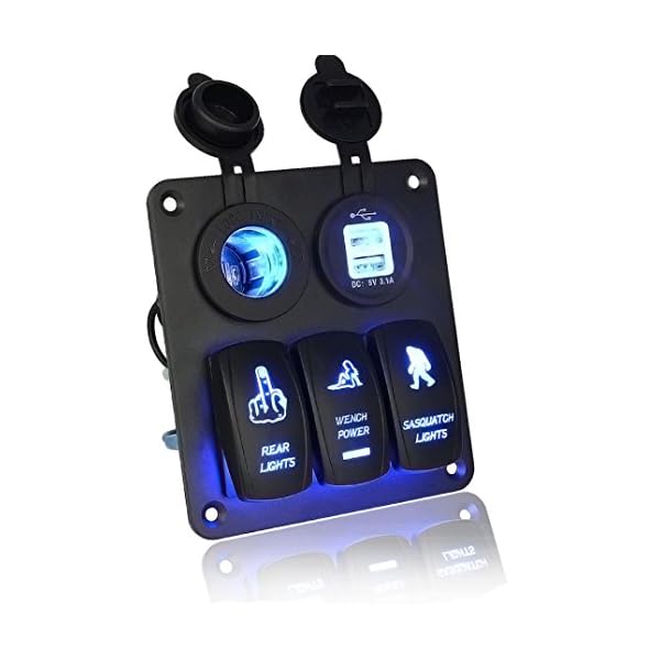 Paymenow-12V-Cigarette-Socket-3-Gang-Waterproof-Double-USB-Power-Charger-Adapter-Flush-Mount-Car-Auto-Boat-Marine-LED-Rocker-Switch-Panel-Circuit-Breakers-for-RV-Car-Boat