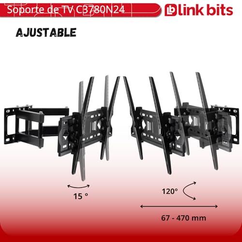 LINK BITS C3780N24 Soporte de TV móvil con Doble Brazo para televisores de 32” a 80” Pulgadas, Base para Pantallas Reforzado y Resistente para monitores de hasta 50 Kg y VESA de hasta 600x400mm.
