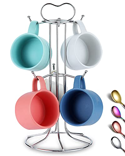 Berglander Coffee Mug Holder, Stainless Steel Coffee Cup Holder Easy to Hang and Take Avoid Crowded Collision Design, Beautiful Decoration Mug Rack Hooks Tree Coffee Cup Stand Easy to Clean