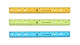 Charles Leonard Plastic Metric Ruler, 12 Inches, Translucent Assorted Colors, Set of 36 Rulers (77336)