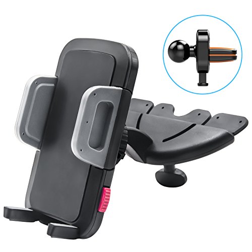 Kuelor 2 IN 1 CD Slot +Air Vent Car Mount Holder Cradle with Quick Release Button 360Â° Rotating Cell Phone Holder for iPhone 7/7plus/6s/6/6s plus/6 plus,Samsung Galaxy,Nexus 5X/6P,GPS 3.5" - 6"