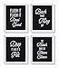 Brooke & Vine Funny Bathroom Decor Hip Hop 80’s 90’s Music Old School Rap Posters Wall Art Prints (UNFRAMED 8 x 10 Set of 4) Black and White Restroom Powder Room Wash Laundry Room Wall Decor Signs -