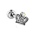BodyJ4You 16 Gauge Royal Crown Tragus Labret Monroe, Stainless Steel Cartilage Earring