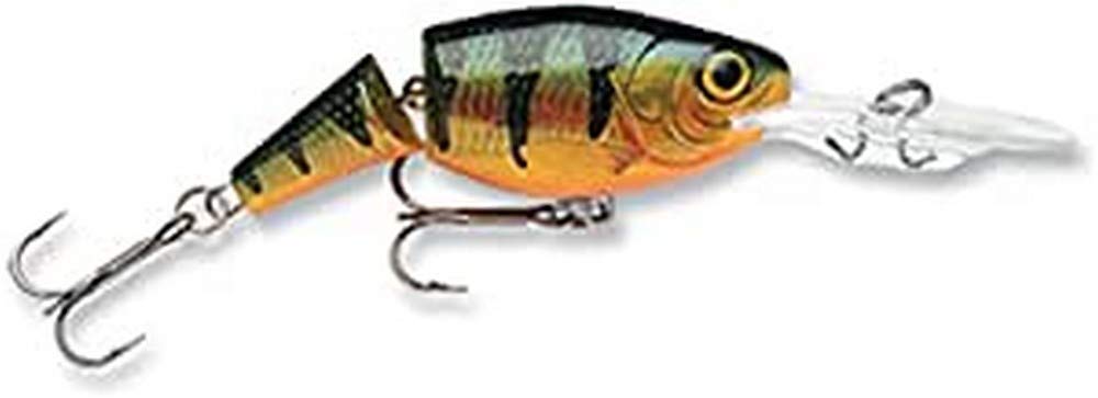 Rapala Jointed Shad Rap Lure with Two No. 3 Hooks, 2.1-4.5 m Swimming Depth, 9 cm Size, Legendary Perch