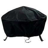 Sunnydaze Round Outdoor Fire Pit Cover - Waterproof and Weather Resistant Black Heavy Duty Vinyl PVC with Drawstring Closure - 30 Inch