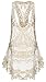 Halife Women's Sexy Lace Mesh Patchwork Bikini Bathing Suit Cover Up Tank Dress (One Size, Beige)