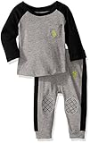 U.S. Polo Assn. Baby Boys' Long Sleeve Slub Jersey Raglan Crew Neck Pullover and French Terry Joggers, Medium Heather Gray, 6-9 Months