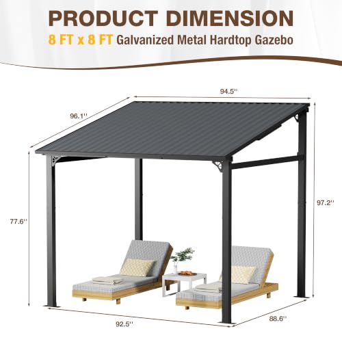 EBE 8' x 8' Hardtop Lean-To Gazebo Review: Wall-Mounted Patio Cover image 17