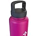 The Flow Insulated Water Bottle Large 32oz Stainless Steel Hydro Vacuum Flask With Wide Mouth Straw Lid, Coffee Flip Lid and Carabiner, Double Wall Sports Travel Tumbler (Pink, 32oz)