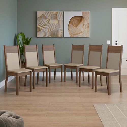 Madesa Kit con 6 Sillas de Comedor 4280 - Marrón/Crema/Beige