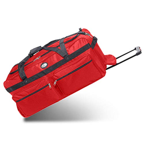 Rolling Soft Trunk Duffel Bag 36" Red Blue Black Ideal for Camp and Travel