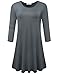 BELAROI Women's Plus Size Dress Fall Casual Swing 3/4 Sleeve T Shirt Loose Tunic Dress (L, Deep Gray)