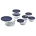 Pyrex 692264408076 6022369 Storage Round, Clear with Blue Lids, 14 Piece Set