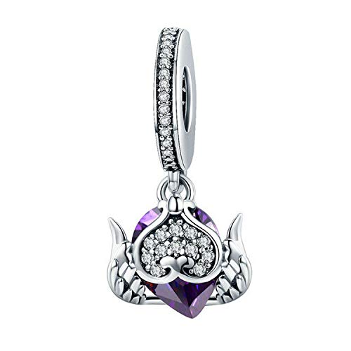 MMC Silver Wings of True Love Heart Purple Beauty Charm Dangle Beads Bracelets