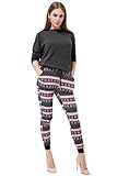 Bentibo Women's Stylish Multi Pattern Printed Jogger Leggings Harem Pants Pink M