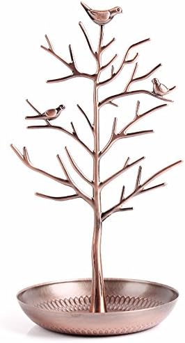 MyshineStyle Brozen Birds Tree Jewelry Stand Display Earring Bracelet Holder Organizer Rack Tower (Bronze)