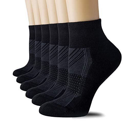 CS CELERSPORT 6 Pairs Women's Running Ankle Socks Athletic Sport Socks Cushioned