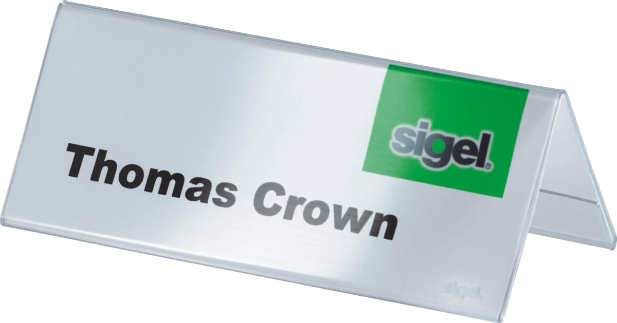 SIGEL TA136 Sign Holder, tent form, for 10 x 6 cm, double-sided presentation, rigid plastic, transparent, 10 Pieces