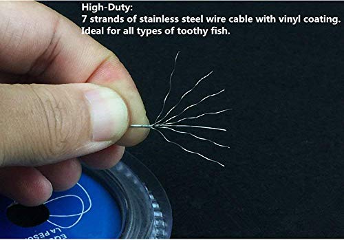 Black & Silver Fishing line Wire Leader Vinyl Coated Stainless Steel Trace Lures Leader Wire 10 Meter 5LB-150LB Select,with 10pcs Crimps Sleeves (Black+20pcs Sleeves, 100LB)