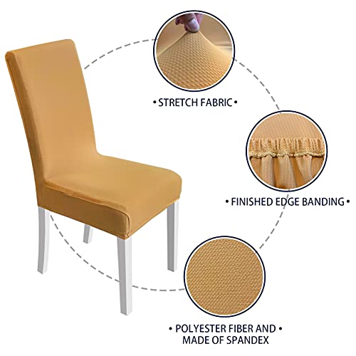 TFJ Stretch Chair Covers for Dining Room Set of 6, Jacquard Dining Chair Slipcovers Washable Seat Protector for Dining Room Parsons Chair Cover for Home, Banquet, Ceremony, Wedding Party